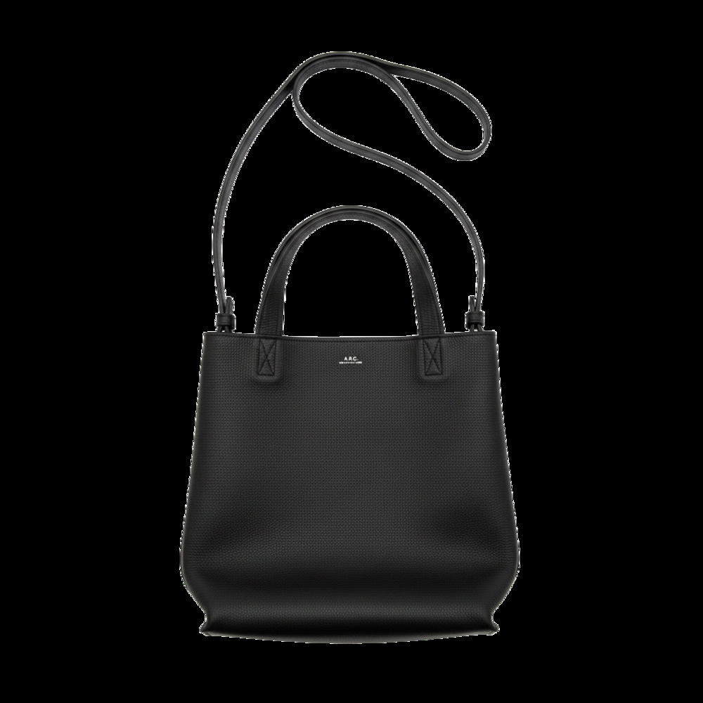 A.P.C. Pebbled Black Nino Shopper Tote Bag